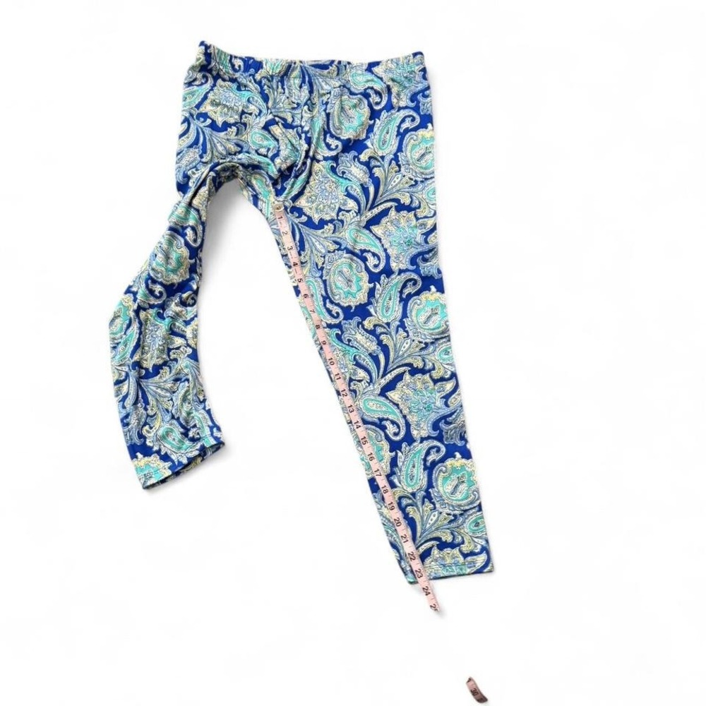 French Laundry Blue & Green Paisley Printed Capri Leggings - Picture 8 of 9
